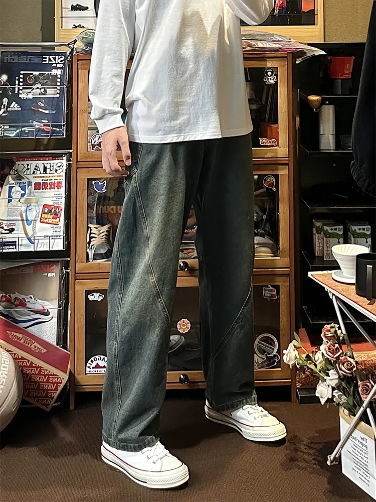 American Retro Blue Knife Men's Jeans Spring Autumn Loose Straight Leg Wide Leg Pants Deconstructed Workwear Jeans
American Retro Blue Knife Men's Jeans Spring Autumn Loose Straight Leg Wide Leg Pants Deconstructed Workwear Jeans
