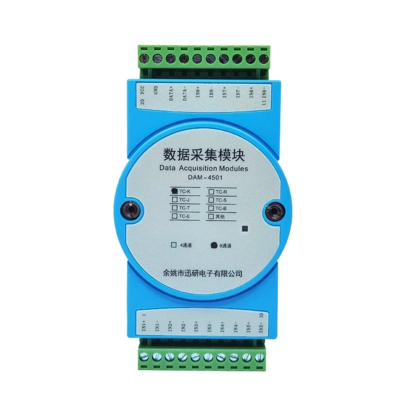 4/8-Channel K-Type Thermocouple Input Temperature Acquisition Module Converted To RS485 Modbus Isolation Transmitter DAM4501
4/8-Channel K-Type Thermocouple Input Temperature Acquisition Module Converted To RS485 Modbus Isolation Transmitter DAM4501