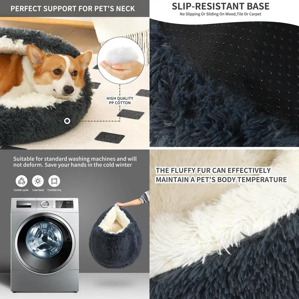 Круглая плюшевая лежанка для собак с капюшоном, уютная лежанка-пещера для кошек, лежанка-пончик для животных с успокаивающим эффектом
Круглая плюшевая лежанка для собак с капюшоном, уютная лежанка-пещера для кошек, лежанка-пончик для животных с успокаивающим эффектом