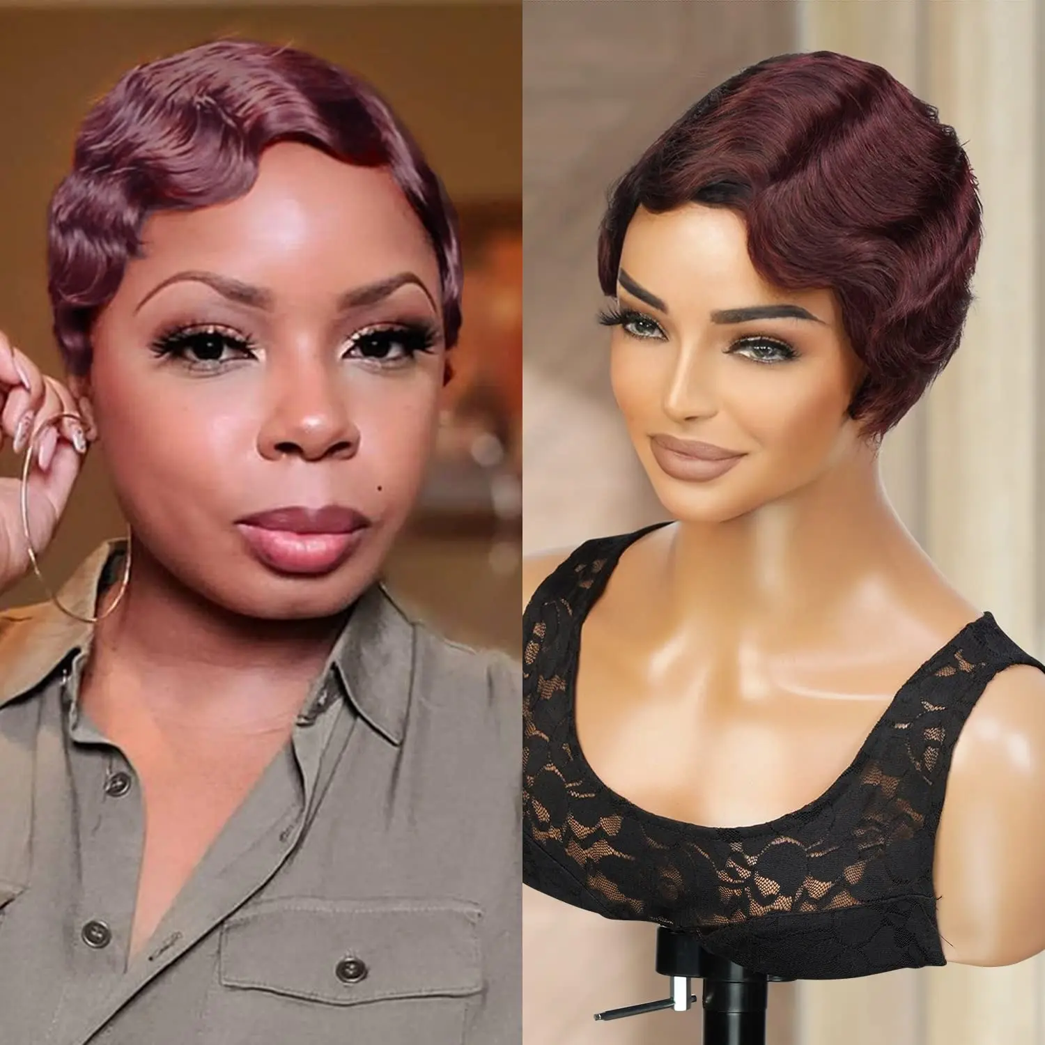 Finger Wave Wig Short Pixie Cut Wig Human Hair Wigs Really Cute Hairstyles For Women Full Machine Made Wigs
Finger Wave Wig Short Pixie Cut Wig Human Hair Wigs Really Cute Hairstyles For Women Full Machine Made Wigs