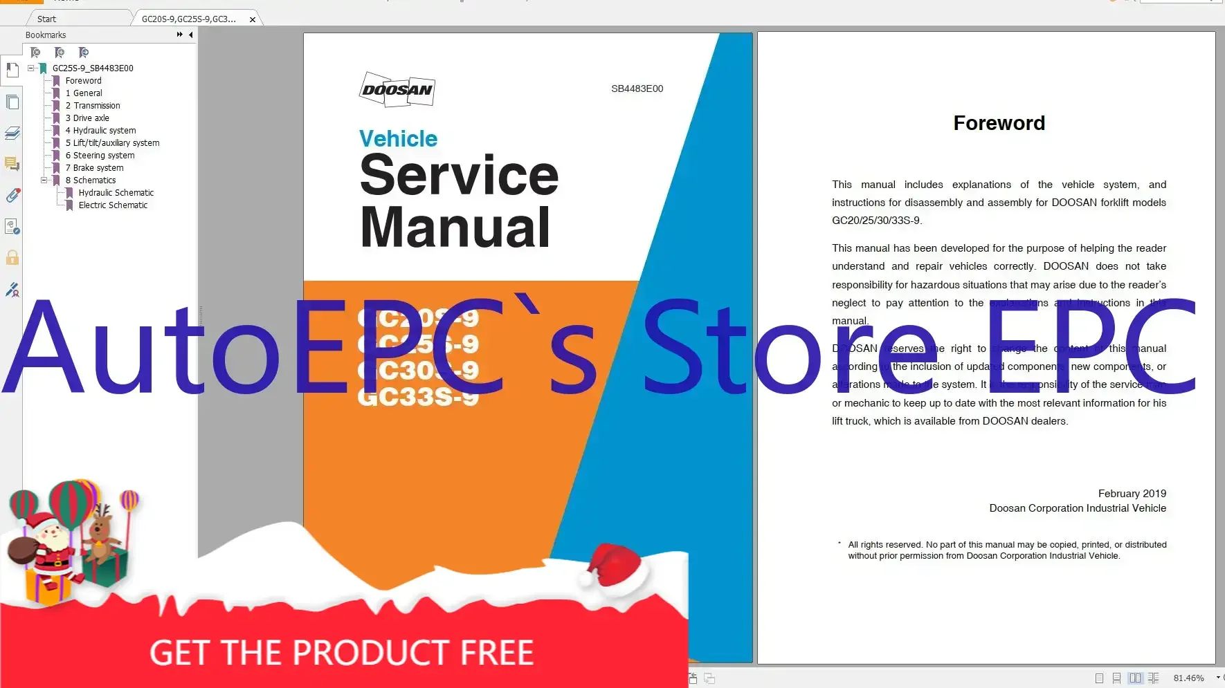 Вилочный погрузчик AutoEPC Doosan 2019, руководство по обслуживанию в формате PDF и часть, ручная схема с схемой DVD
Вилочный погрузчик AutoEPC Doosan 2019, руководство по обслуживанию в формате PDF и часть, ручная схема с схемой DVD