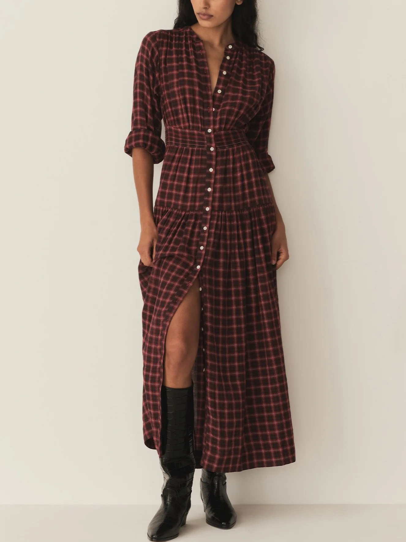 Maxi Dress for Women 2024 New Spring Autumn Printed Plaid O-neck Elastic Vintage Long Sleeve Robes
Maxi Dress for Women 2024 New Spring Autumn Printed Plaid O-neck Elastic Vintage Long Sleeve Robes