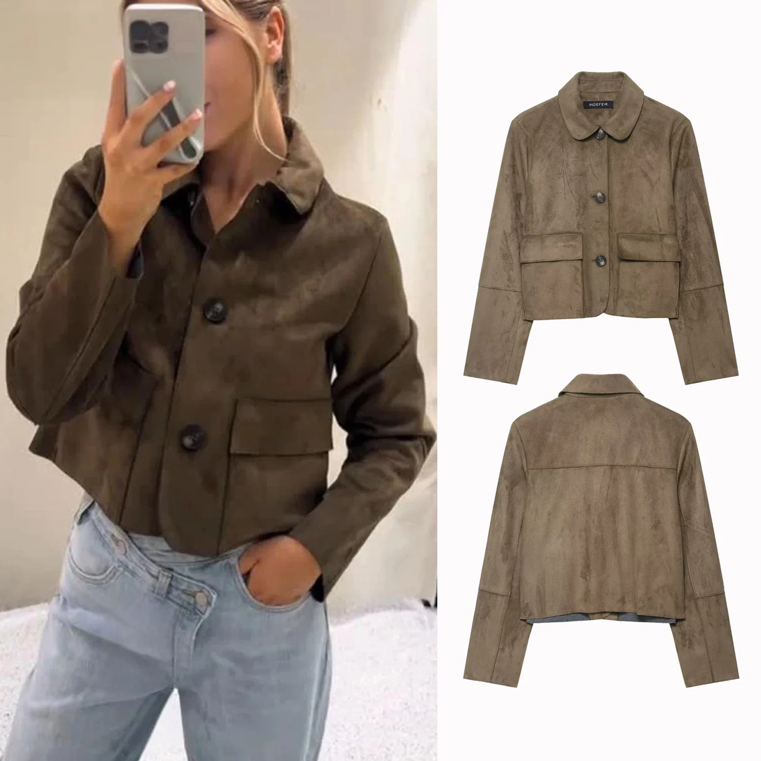 Women's Winter Suede Short Jackets Coat Autumn Vintage Long Sleeve Turn-Down Collar Cropped Coats Lady Jacket Streetwear
Women's Winter Suede Short Jackets Coat Autumn Vintage Long Sleeve Turn-Down Collar Cropped Coats Lady Jacket Streetwear