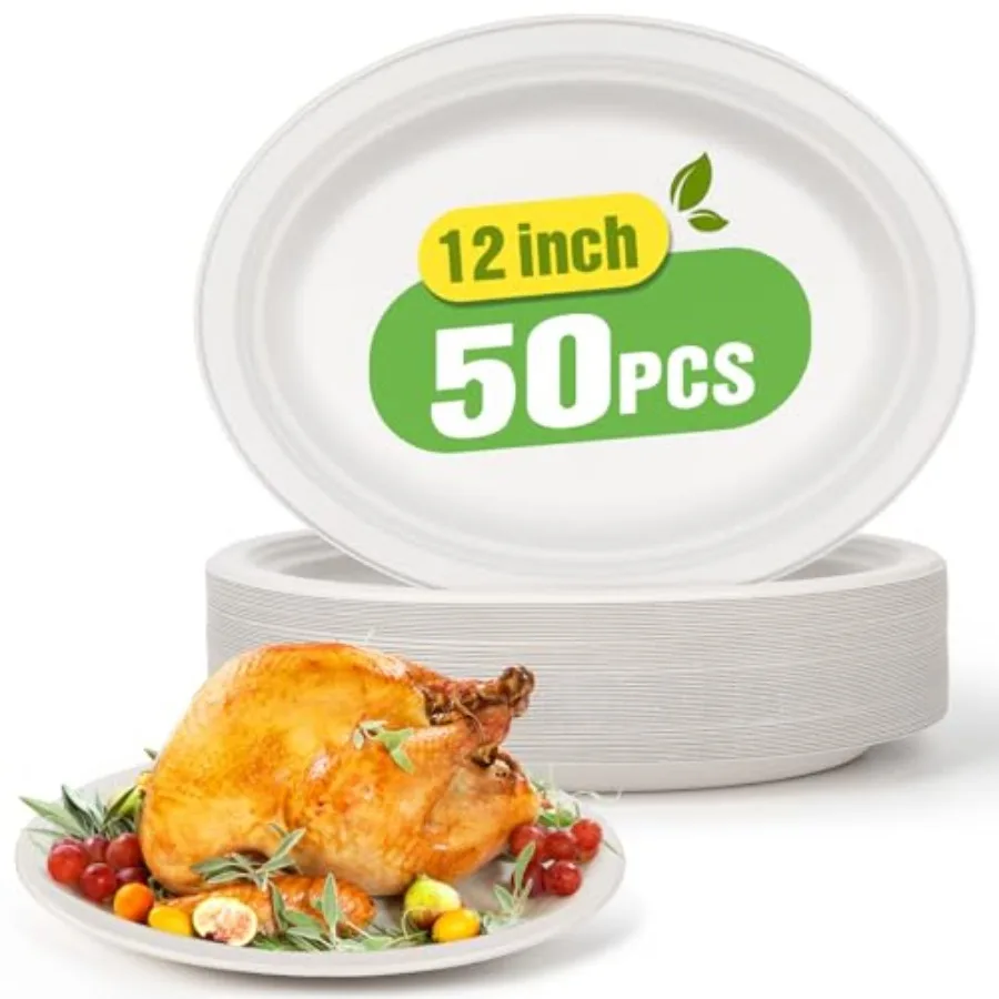 100% Compostable Oval Paper Plates 12.5 Inch 50 Pack Large Disposable Heavy-duty Eco-friendly Sugarcane Fiber Plates Biodegrada
100% Compostable Oval Paper Plates 12.5 Inch 50 Pack Large Disposable Heavy-duty Eco-friendly Sugarcane Fiber Plates Biodegrada