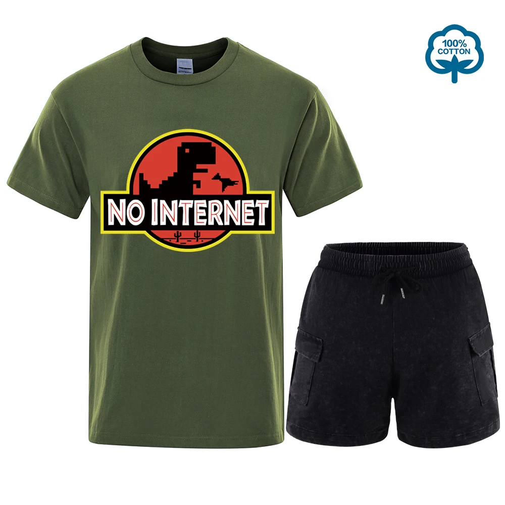 Cartoon Dinosaur Men's tee shirt Printed No internet T shirt set dino tshirt funny Harajuku Tops Jurassic offline park t-shirt
Cartoon Dinosaur Men's tee shirt Printed No internet T shirt set dino tshirt funny Harajuku Tops Jurassic offline park t-shirt