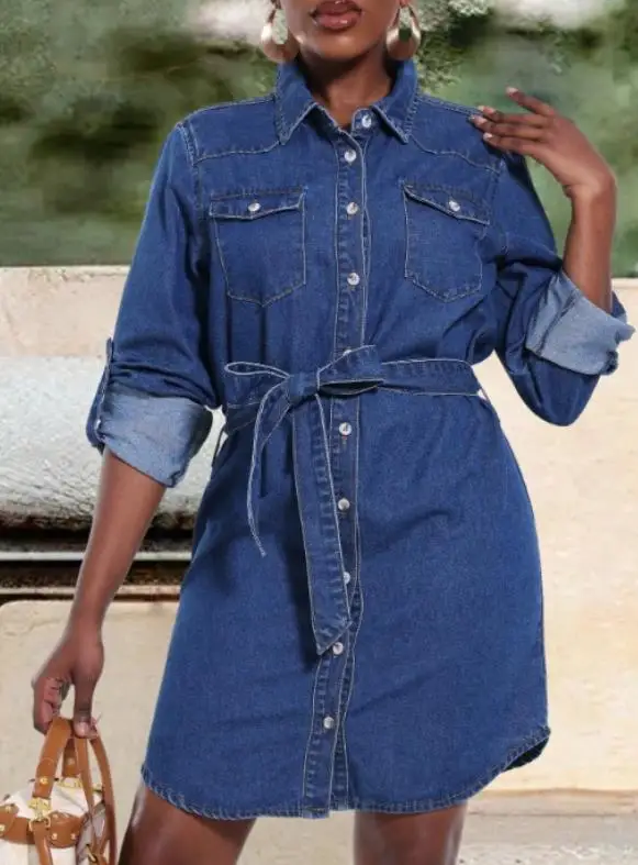 Women Dresses 2026 Spring Autumn New Solid Color Turn-Down Collar Long Sleeve Loose Fit Versatile Casual Shirt Denim Dress
Women Dresses 2026 Spring Autumn New Solid Color Turn-Down Collar Long Sleeve Loose Fit Versatile Casual Shirt Denim Dress