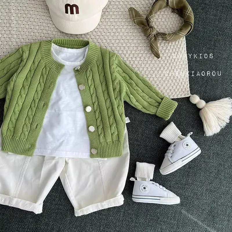 Spring Autumn Children's Set Fashion Knitted Twisted Cardigan And White Casual Pants Set for Boys And Girls 2-Piece Set
Spring Autumn Children's Set Fashion Knitted Twisted Cardigan And White Casual Pants Set for Boys And Girls 2-Piece Set