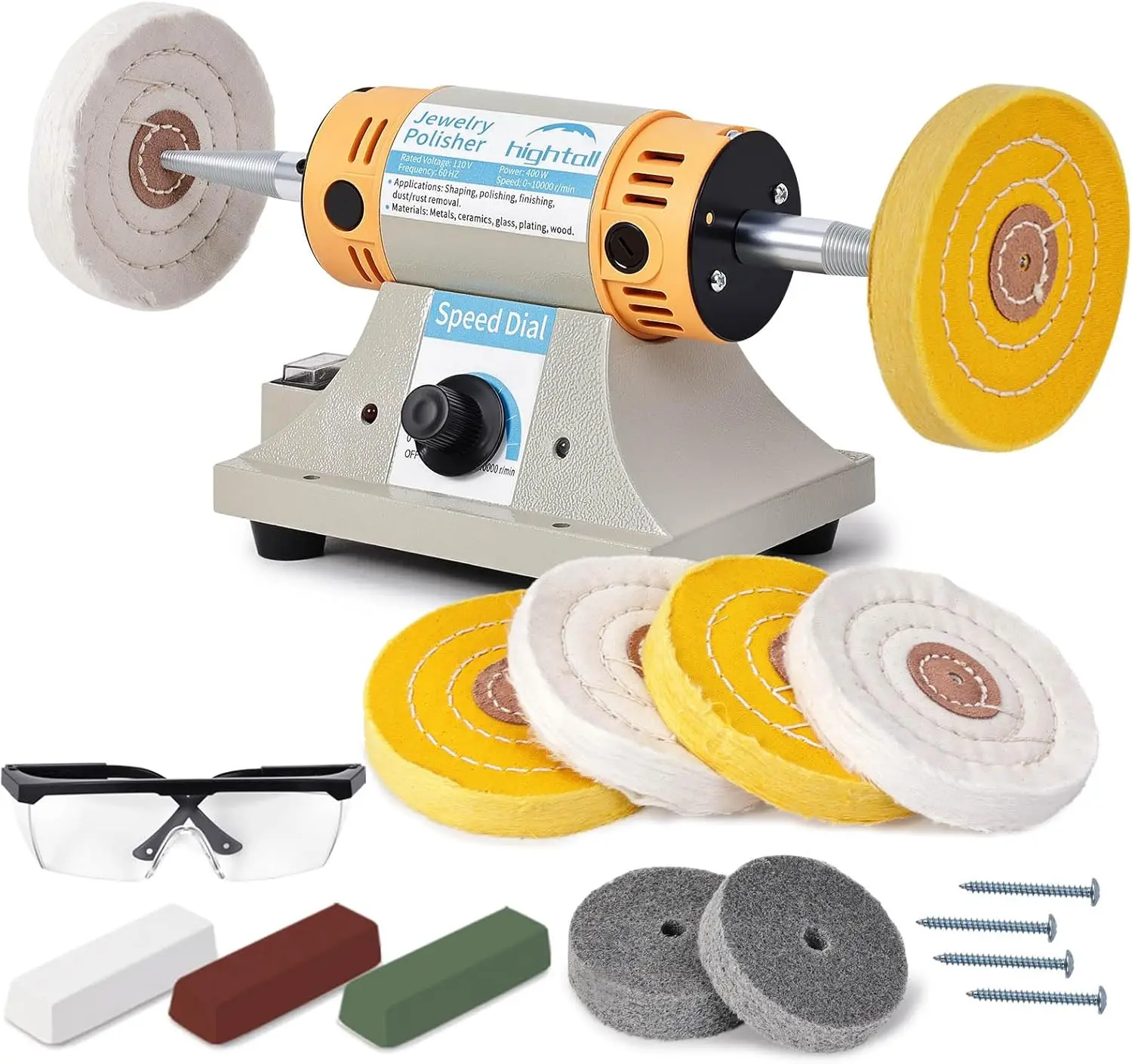 Универсальный полировщик ювелирных изделий с 6 тканевыми кругами, 2 колесами из абразивного волокна, безопасным стеклом и полировкой для настольной шлифовальной машины
Универсальный полировщик ювелирных изделий с 6 тканевыми кругами, 2 колесами из абразивного волокна, безопасным стеклом и полировкой для настольной шлифовальной машины