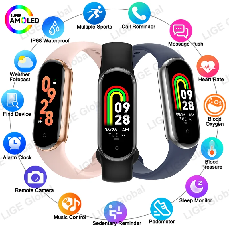 Новые умные часы LIGE с AMOLED-дисплеем, фитнес-трекер для женщин и мужчин, спортивные часы с шагомером, мониторингом сердечного ритма и артериального давления.
Новые умные часы LIGE с AMOLED-дисплеем, фитнес-трекер для женщин и мужчин, спортивные часы с шагомером, мониторингом сердечного ритма и артериального давления.