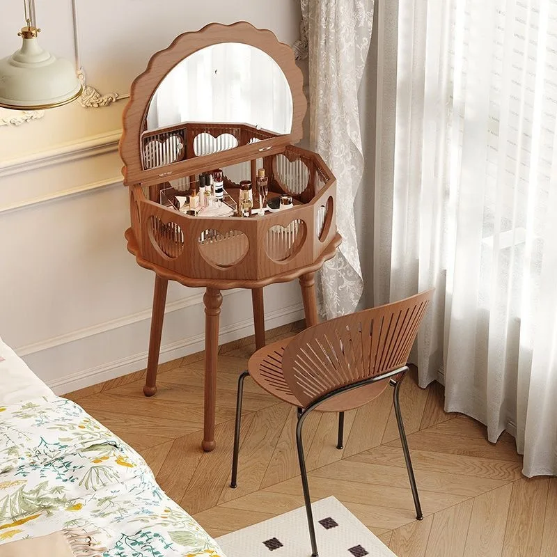 Solid wood makeup French retro round hidden mirror rotatable floor dressing flip
Solid wood makeup French retro round hidden mirror rotatable floor dressing flip