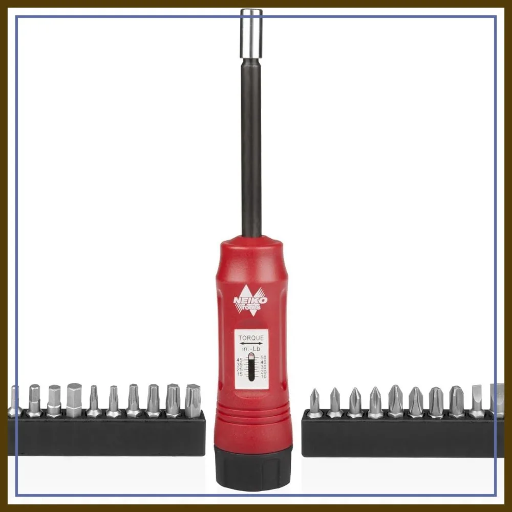 1/4" Torque Screwdriver Set, 20 Hex Bits, 10-50 In-Lbs, Adjustable Inch-Pound Torque Wrench for HVAC & Gunsmiths
1/4" Torque Screwdriver Set, 20 Hex Bits, 10-50 In-Lbs, Adjustable Inch-Pound Torque Wrench for HVAC & Gunsmiths