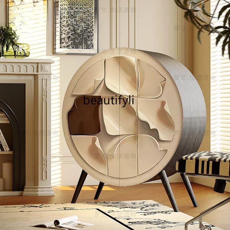 French light luxury high-end round solid wood dining side cabinet household living room decoration vertical cabinet
French light luxury high-end round solid wood dining side cabinet household living room decoration vertical cabinet