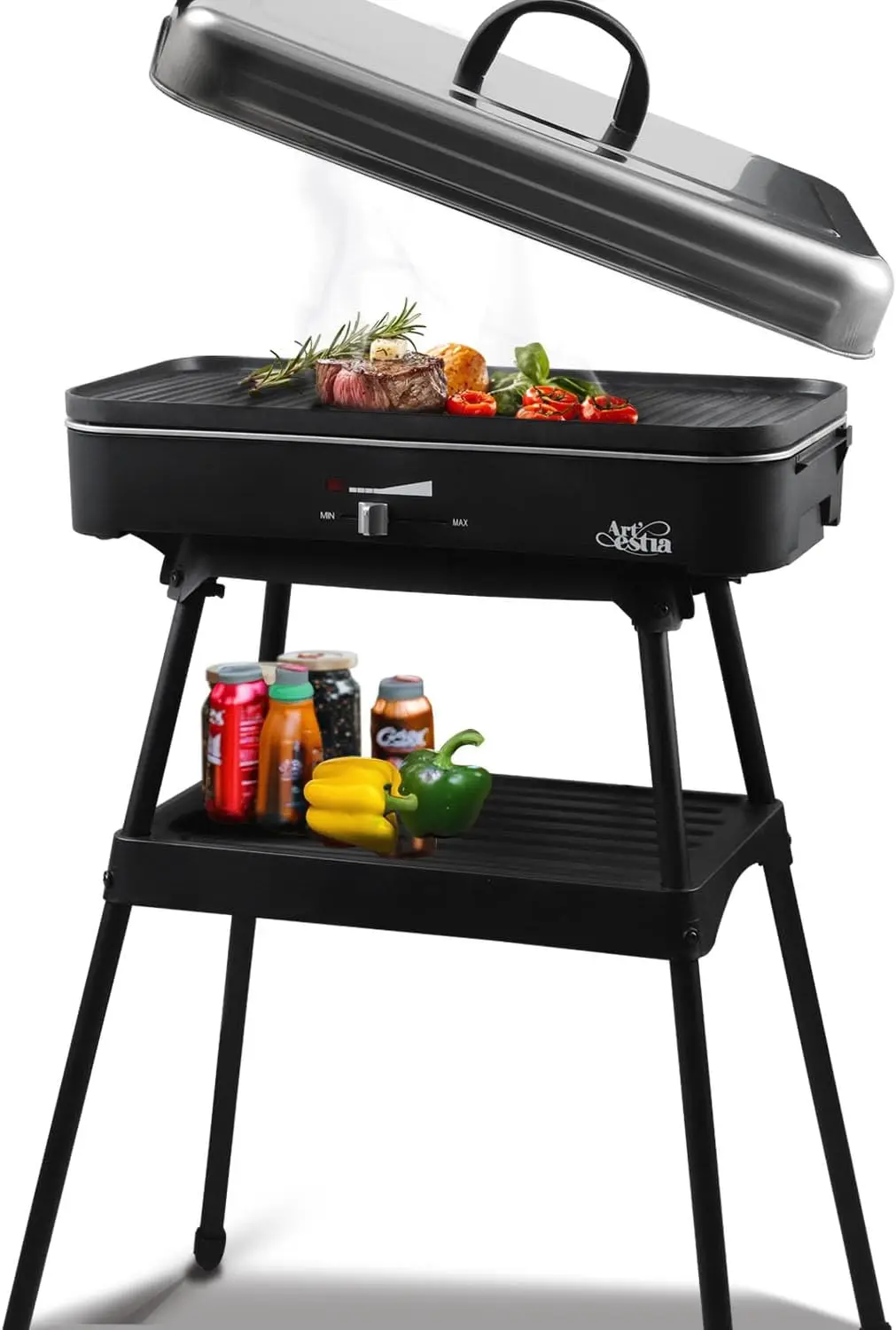 1800W Electric Grill with Stand, Adjustable Temperature, Portable Tabletop BBQ for Patio, Balcony & Backyard
1800W Electric Grill with Stand, Adjustable Temperature, Portable Tabletop BBQ for Patio, Balcony & Backyard