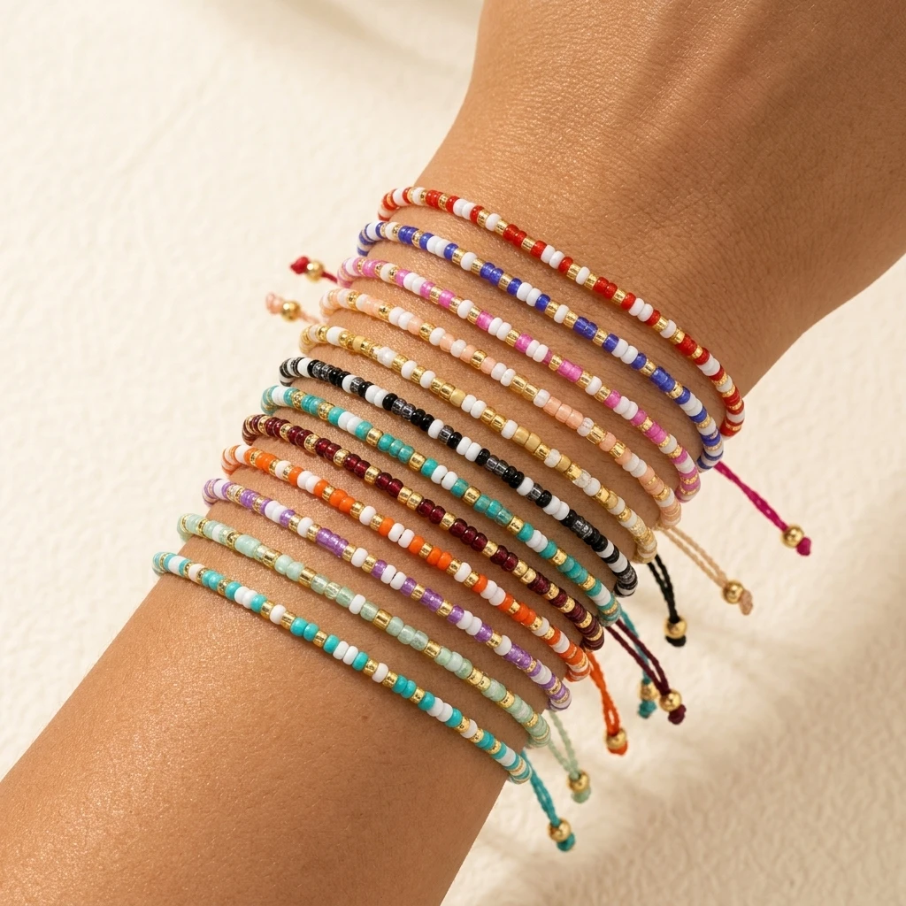 12PCS Bohemian Style Handmade Multicolor Glass Beaded Bracelets Adjustable Unisex Daily Wear Stackable Jewelry Gift
12PCS Bohemian Style Handmade Multicolor Glass Beaded Bracelets Adjustable Unisex Daily Wear Stackable Jewelry Gift