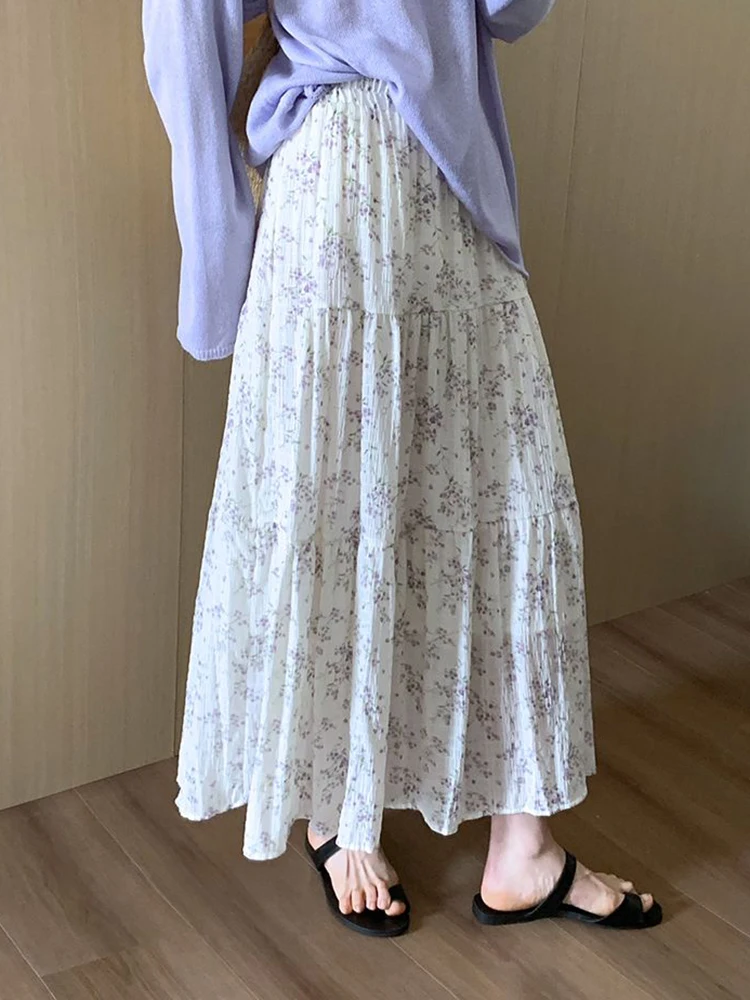 Women Elegant Sweet Floral Long Skirt Loose Fashion High Waist A Line Skirts Summer Chic Preppy Style Female Soft Ins Skirt New
Women Elegant Sweet Floral Long Skirt Loose Fashion High Waist A Line Skirts Summer Chic Preppy Style Female Soft Ins Skirt New