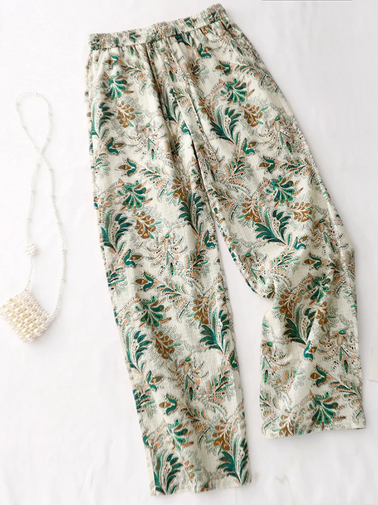 Beach Vacation Floral Cotton Linen Wide Leg Pants Women Spring Summer Thin Loose Casual Linen Wide Leg Long Trousers
Beach Vacation Floral Cotton Linen Wide Leg Pants Women Spring Summer Thin Loose Casual Linen Wide Leg Long Trousers