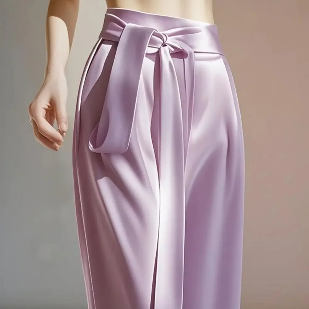 2025 New High Waist Straight Ladies Chinese Style Lacing Satin Casual Trousers Summer All-match Solid Color Slim Irregular Pants
2025 New High Waist Straight Ladies Chinese Style Lacing Satin Casual Trousers Summer All-match Solid Color Slim Irregular Pants