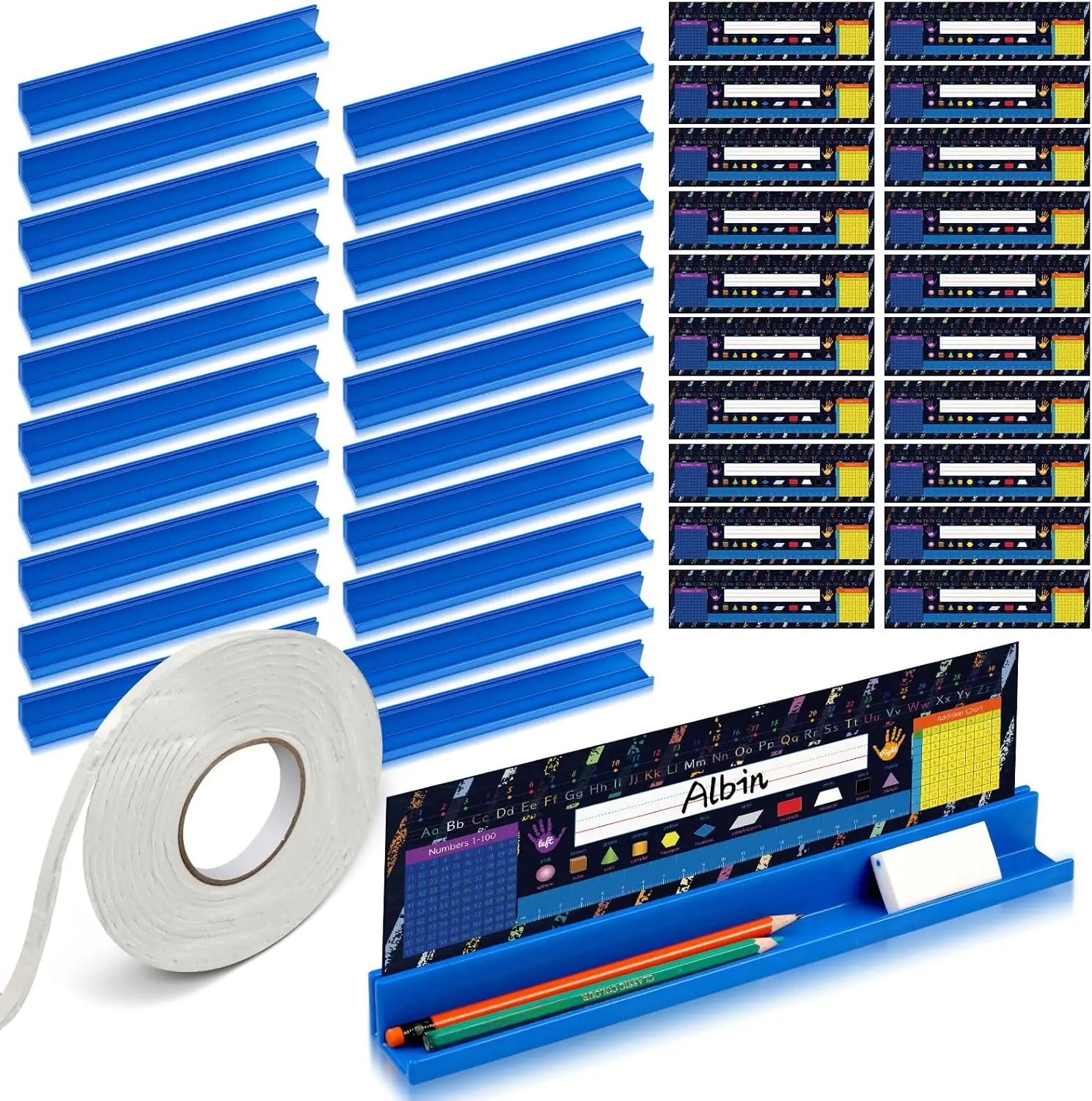20 Pcs Classroom Desk Name Plates Holder Set with Index Cards Storage and Desktop Organizer Tray
20 Pcs Classroom Desk Name Plates Holder Set with Index Cards Storage and Desktop Organizer Tray