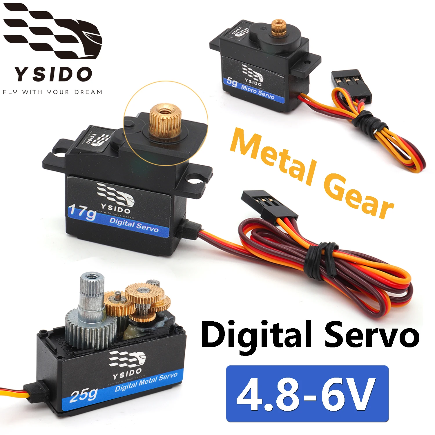 YSIDO 17g 5g 8g 20g 25g Metal Gear Micro Digital Servo 4.8-6V for Wltoys Axial SCX24 RC Car Airplane Drone Helicopter Robot Boat
YSIDO 17g 5g 8g 20g 25g Metal Gear Micro Digital Servo 4.8-6V for Wltoys Axial SCX24 RC Car Airplane Drone Helicopter Robot Boat