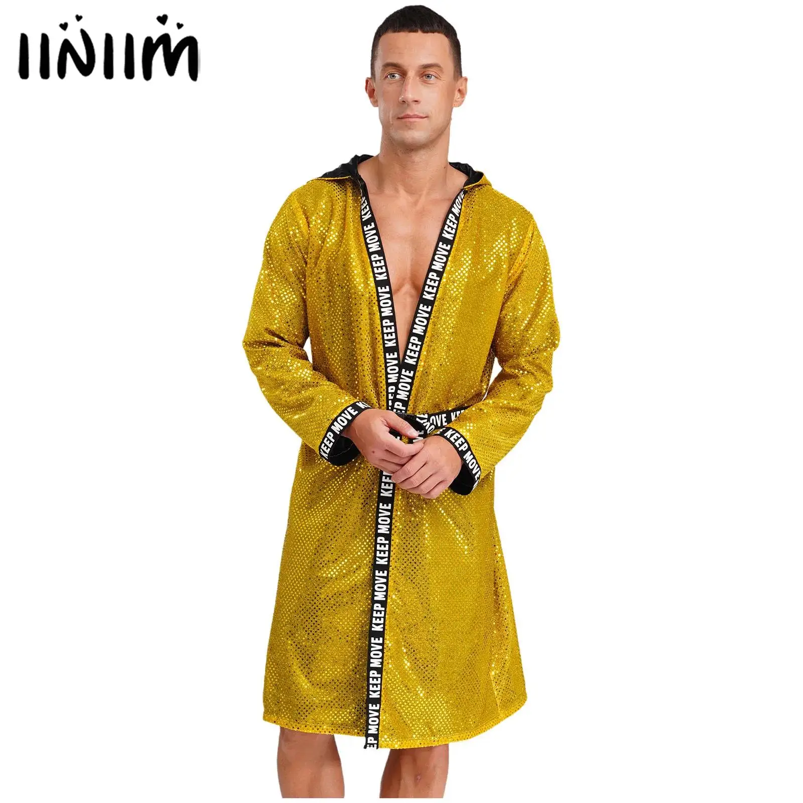 Men Shiny Sequins Boxing Robe Nightgown Sleepwear Adult Hooded Long Sleeve Boxing Robe With Belt Loose Cover Up Bathrobe Robe
Men Shiny Sequins Boxing Robe Nightgown Sleepwear Adult Hooded Long Sleeve Boxing Robe With Belt Loose Cover Up Bathrobe Robe