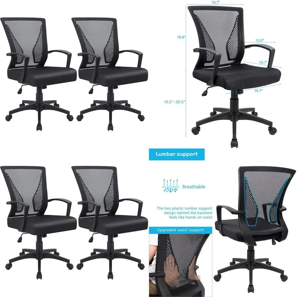 Эргономичное офисное кресло с сетчатой спинкой, поддержкой поясницы, поворотным механизмом и подлокотниками (2 шт., черное)
Эргономичное офисное кресло с сетчатой спинкой, поддержкой поясницы, поворотным механизмом и подлокотниками (2 шт., черное)