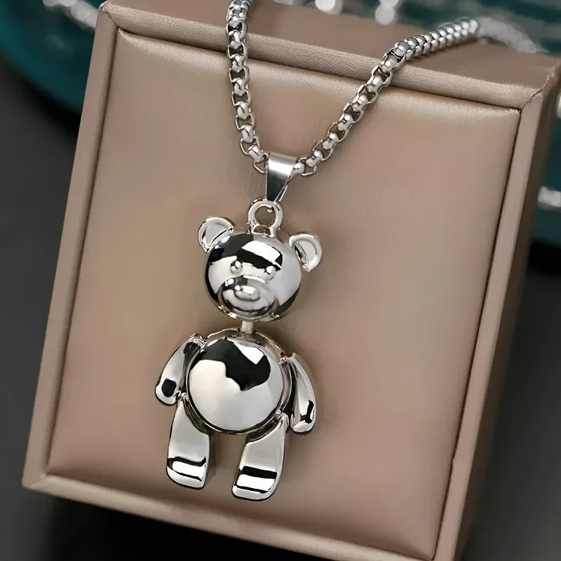 Cute Bear Pendant Necklace - Stainless Steel Long Chain - Suitable for daily wear by men and women - Classic Pendant Bear Movable Design - Suitable for daily holiday gifts for her
Cute Bear Pendant Necklace - Stainless Steel Long Chain - Suitable for daily wear by men and women - Classic Pendant Bear Movable Design - Suitable for daily holiday gifts for her