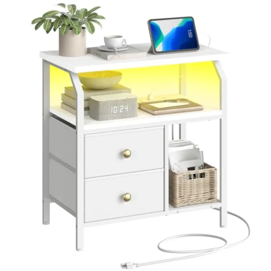 23 inch Wide Nightstand with Charging Station and LED Light Night Stand with 2 Fabric Drawers Bedside Table Dresser with Open S
23 inch Wide Nightstand with Charging Station and LED Light Night Stand with 2 Fabric Drawers Bedside Table Dresser with Open S