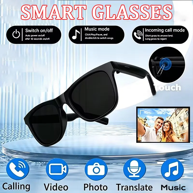 Smart Glasses Remote Control Touch Photo Camera Recording Translator Voice Assistant Adults Wireless Headphones BT Glasses
Smart Glasses Remote Control Touch Photo Camera Recording Translator Voice Assistant Adults Wireless Headphones BT Glasses