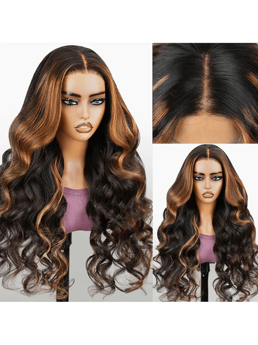 Glueless Human Hair Wigs Ombre Highlight Body Wave 5x5 HD Lace Frontal Wig 1B/30 Black Brown Color Wig Ready To Wear For Women
Glueless Human Hair Wigs Ombre Highlight Body Wave 5x5 HD Lace Frontal Wig 1B/30 Black Brown Color Wig Ready To Wear For Women