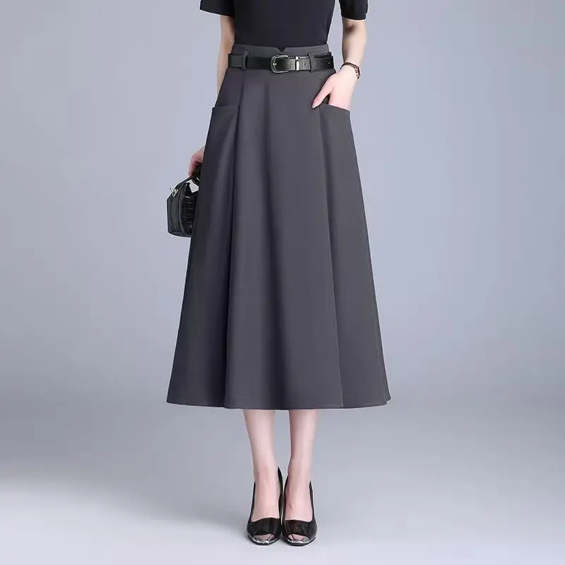 Women High Waist A Line Midi Skirt Solid Color With Belt Casual Office Flared Skirt With Pockets
Women High Waist A Line Midi Skirt Solid Color With Belt Casual Office Flared Skirt With Pockets
