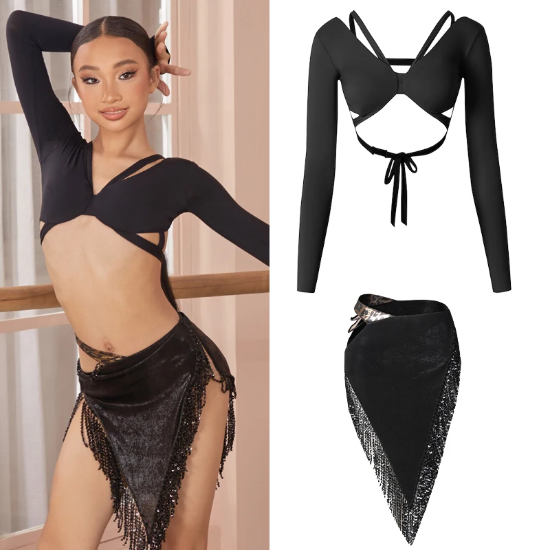 ZYM Latin Dance Competition Clothing For Girls Long Sleeved Split Skirts Outfits Chacha Rumba Tango Dress Latin Skirts DQS21245
ZYM Latin Dance Competition Clothing For Girls Long Sleeved Split Skirts Outfits Chacha Rumba Tango Dress Latin Skirts DQS21245