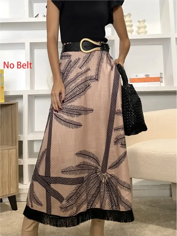 Vintage Plant Printed Hem Tassel Skirts For Women 2025 Spring Autumn New A-line Holiday Party Skirt Fashion All-match Vestidos
Vintage Plant Printed Hem Tassel Skirts For Women 2025 Spring Autumn New A-line Holiday Party Skirt Fashion All-match Vestidos