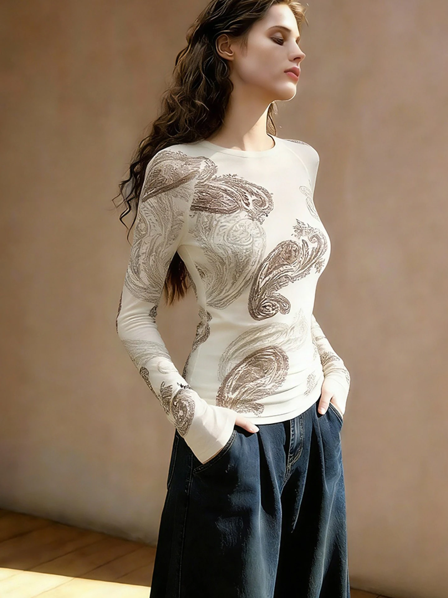 Slim Fit Long Sleeve Printed T-Shirt Spring Fashionable Versatile Top Luxury Youthful Printed Casual Style round Neck T-Shirt
Slim Fit Long Sleeve Printed T-Shirt Spring Fashionable Versatile Top Luxury Youthful Printed Casual Style round Neck T-Shirt