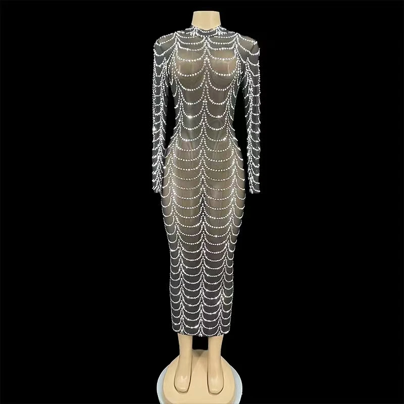 Luxury Scalloped Rhinestone Sheer Mesh Midi Dress Women Long Sleeve High Neck Sparkly Crystal Evening Party Cocktail Gown Bolang
Luxury Scalloped Rhinestone Sheer Mesh Midi Dress Women Long Sleeve High Neck Sparkly Crystal Evening Party Cocktail Gown Bolang