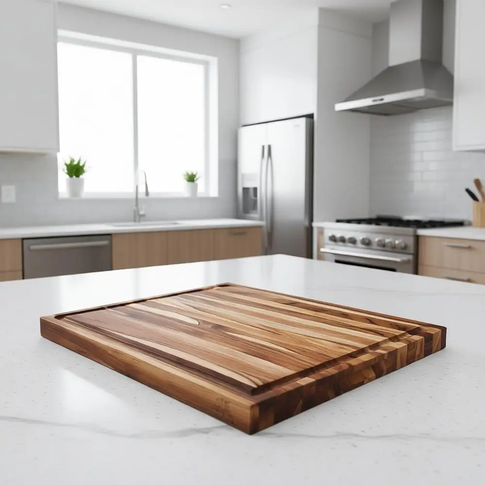 Reversible Teak Wood Cutting Board with Juice Groove and Storage Box, 18x14x1.25 inches
Reversible Teak Wood Cutting Board with Juice Groove and Storage Box, 18x14x1.25 inches