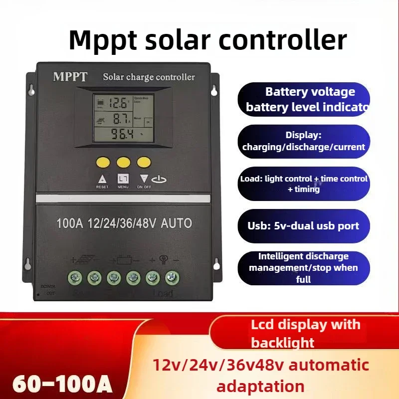 Focused MPPT Solar Controller 12V/24V/36V/48V Universal Intelligent Controller Dual USB Solar PV Panels
Focused MPPT Solar Controller 12V/24V/36V/48V Universal Intelligent Controller Dual USB Solar PV Panels