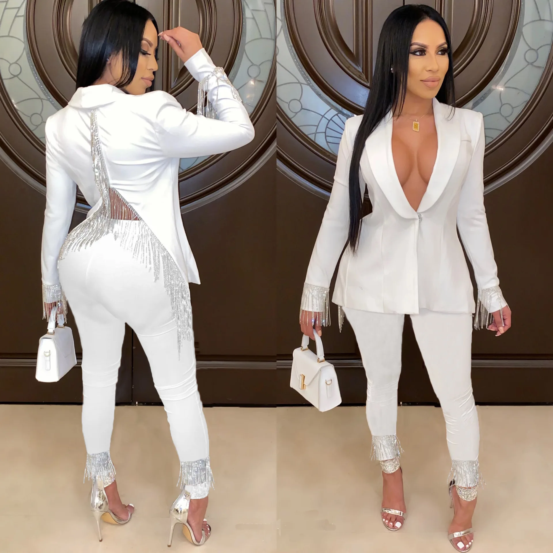 Sexy Backless Tassel Blazer 2023 Women Fashion Solid Colors Single Button Top+Pant Casual Office Professional Two-piece Suit
Sexy Backless Tassel Blazer 2023 Women Fashion Solid Colors Single Button Top+Pant Casual Office Professional Two-piece Suit