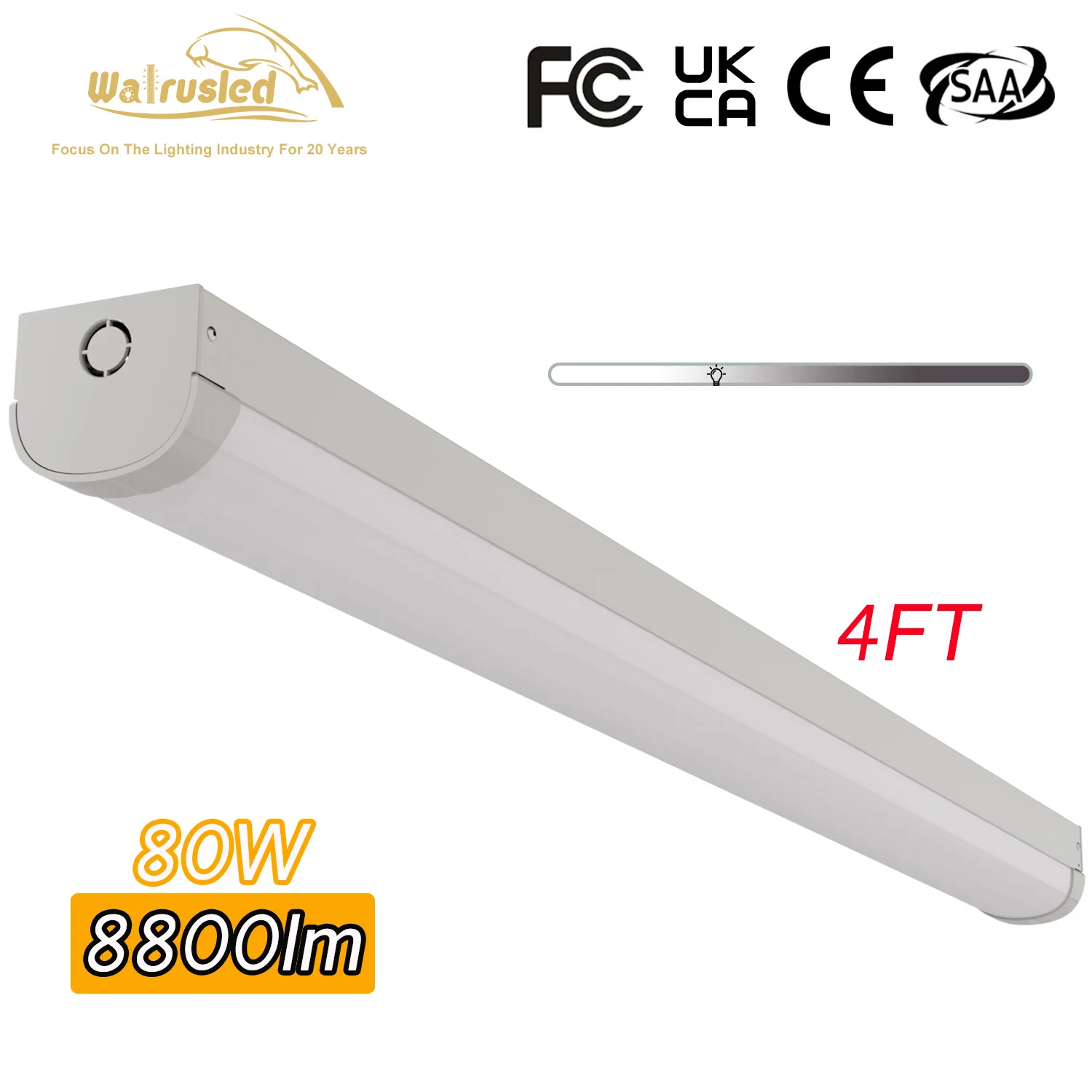 48 Inch 80W LED Linear Strip Stairwell Light Fixture 8800lm 5000K IP20, SCR Dimmable 4 Foot Grade Indoor Shop Ceiling Lights FCC
48 Inch 80W LED Linear Strip Stairwell Light Fixture 8800lm 5000K IP20, SCR Dimmable 4 Foot Grade Indoor Shop Ceiling Lights FCC