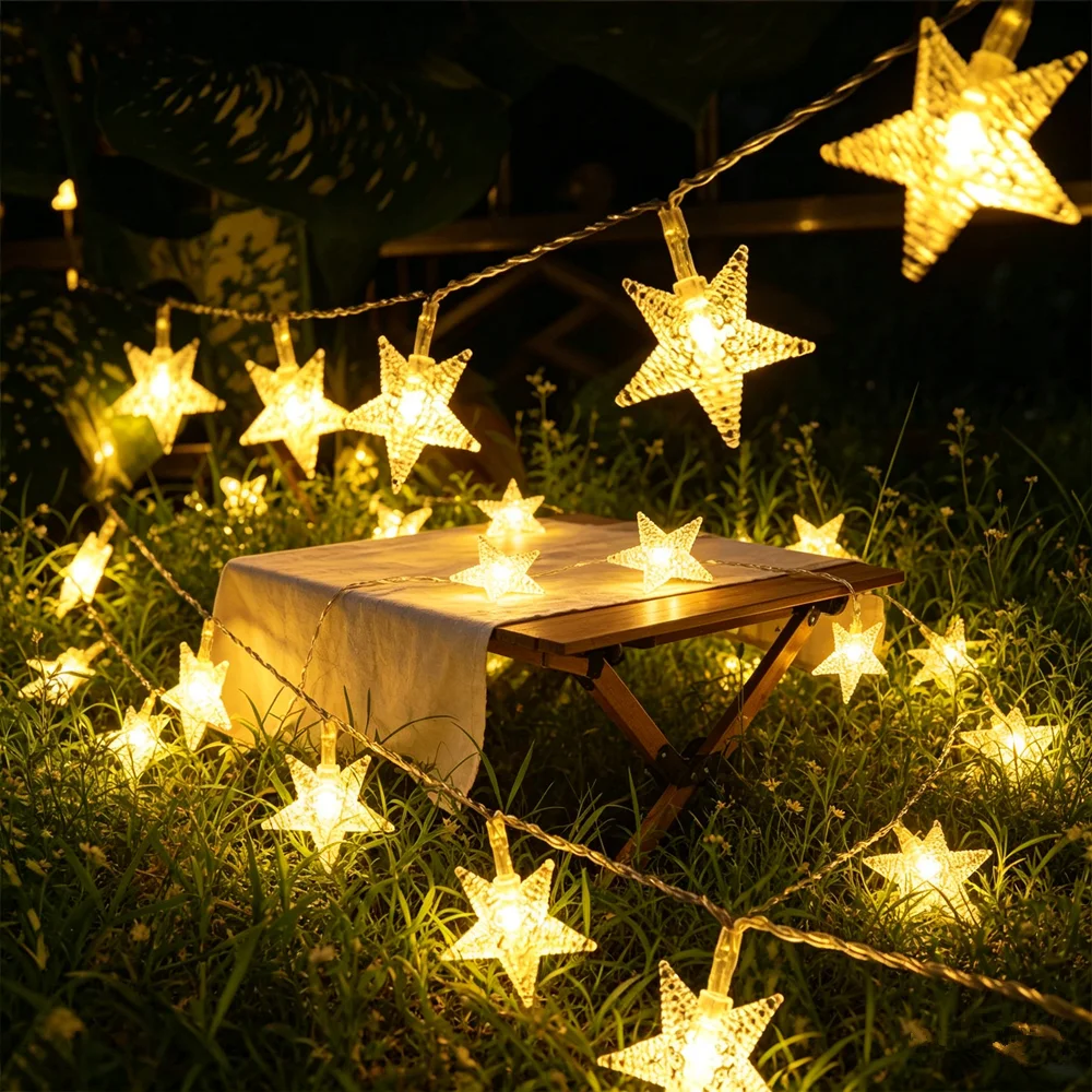 Outdoor Wedding Room Bedroom Decor LED Battery Power Festoon Star Fairy String Lights Party Garland Lamp Christmas Decorations
Outdoor Wedding Room Bedroom Decor LED Battery Power Festoon Star Fairy String Lights Party Garland Lamp Christmas Decorations