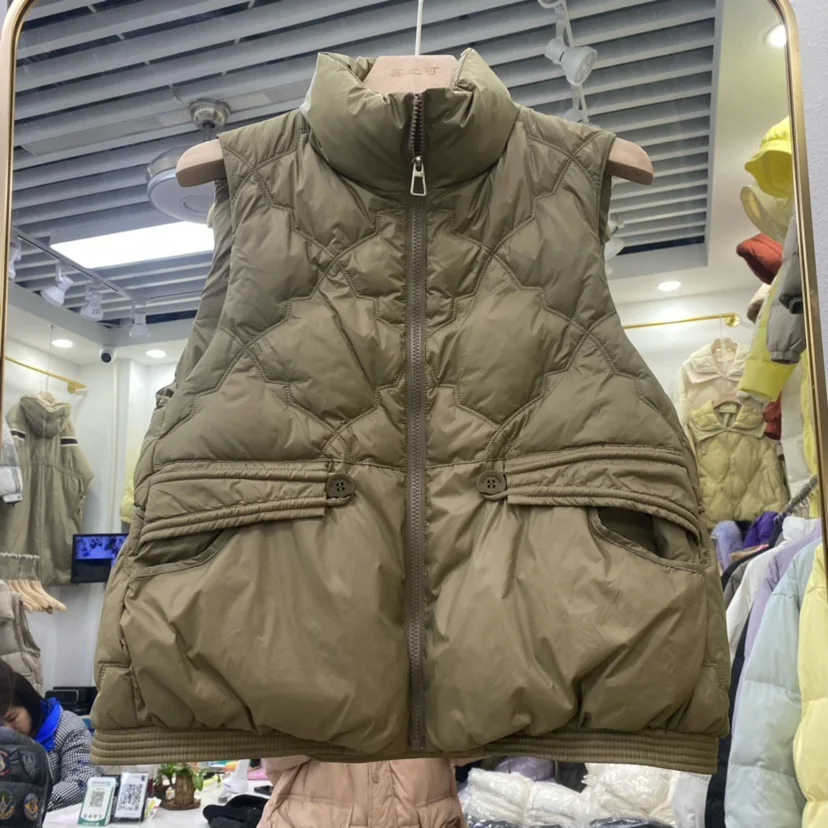 Осенне-зимний модный женский пуховый жилет с воротником-стойкой, повседневный жилет на белом утином пуху 
Осенне-зимний модный женский пуховый жилет с воротником-стойкой, повседневный жилет на белом утином пуху