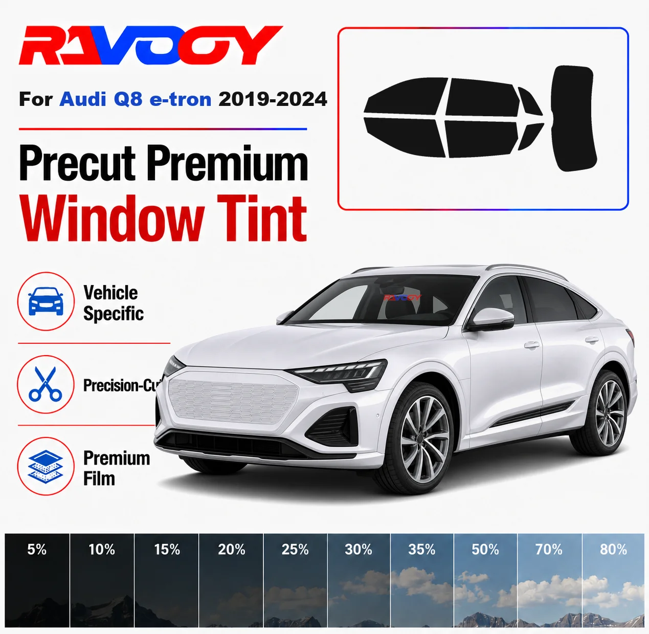 Premium Precut Window Tint Kit Front Rear Windows Rear Windshield For Audi Q8 e-tron 2019-2024 Complete Set Nano Ceramic Film
Premium Precut Window Tint Kit Front Rear Windows Rear Windshield For Audi Q8 e-tron 2019-2024 Complete Set Nano Ceramic Film