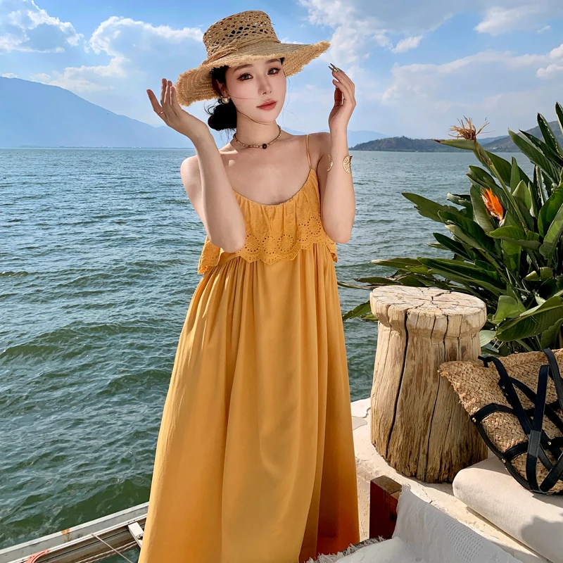 Factory Vacation Style Warm Yellow Strap Dress Showcasing Beach Photoshoot Super Beautiful Seaside Dress
Factory Vacation Style Warm Yellow Strap Dress Showcasing Beach Photoshoot Super Beautiful Seaside Dress