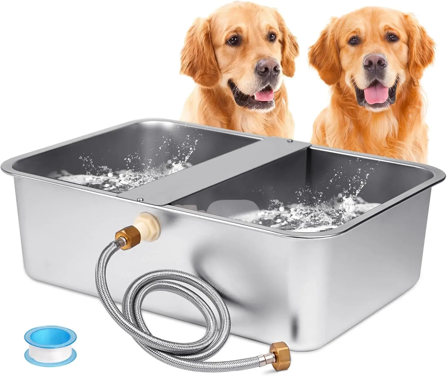 6 Gal Automatic Dog Water Bowl Dispenser Stainless Steel for Large Breed, Outdoor Extra Large Bowl for Cats Pets Livestock Chicken
6 Gal Automatic Dog Water Bowl Dispenser Stainless Steel for Large Breed, Outdoor Extra Large Bowl for Cats Pets Livestock Chicken