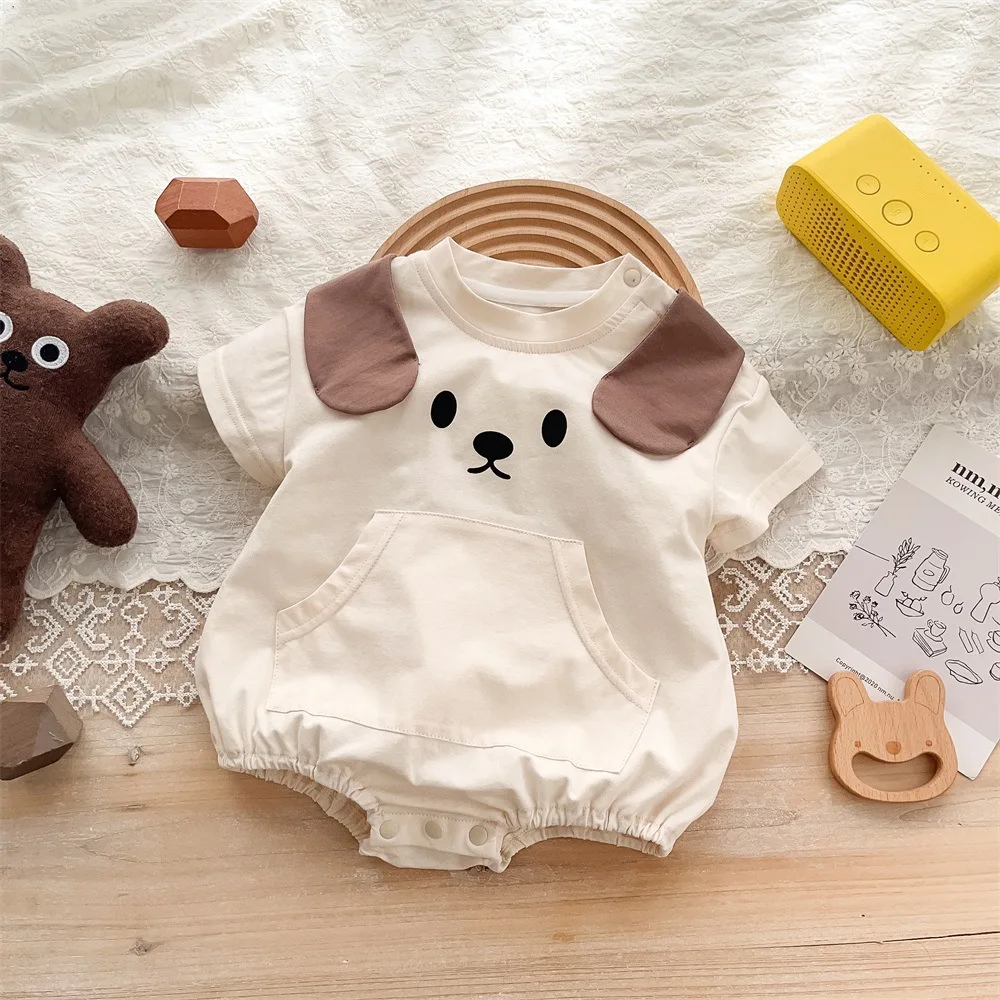 Summer Cute Cotton Cartoon Pattern Thin Baby Rompers Pocket Short Sleeve Button Casual Korean Style Kids Jumpsuit
Summer Cute Cotton Cartoon Pattern Thin Baby Rompers Pocket Short Sleeve Button Casual Korean Style Kids Jumpsuit