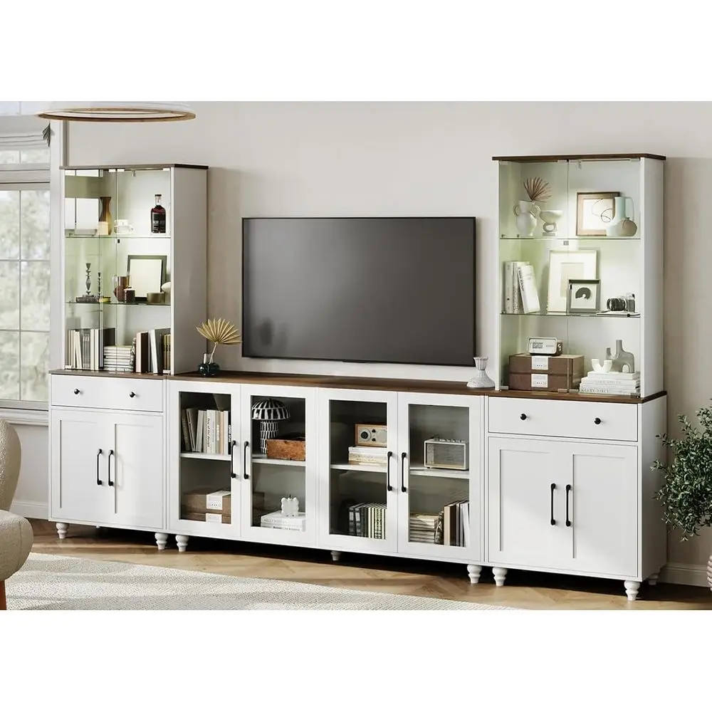 75 Wall-Mounted TV Stand with Glass Shelves, Spotlights, and Minimalist Design for Living or Bedroom
75 Wall-Mounted TV Stand with Glass Shelves, Spotlights, and Minimalist Design for Living or Bedroom