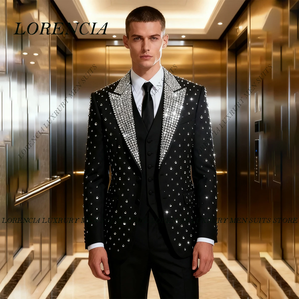 Customized Luxury Diamond Beaded Men Suit Handsome Wedding Tuxedos Peaked Lapel Ropa Hombre 2 Pieces Sets Groom Male Blazers 
Customized Luxury Diamond Beaded Men Suit Handsome Wedding Tuxedos Peaked Lapel Ropa Hombre 2 Pieces Sets Groom Male Blazers