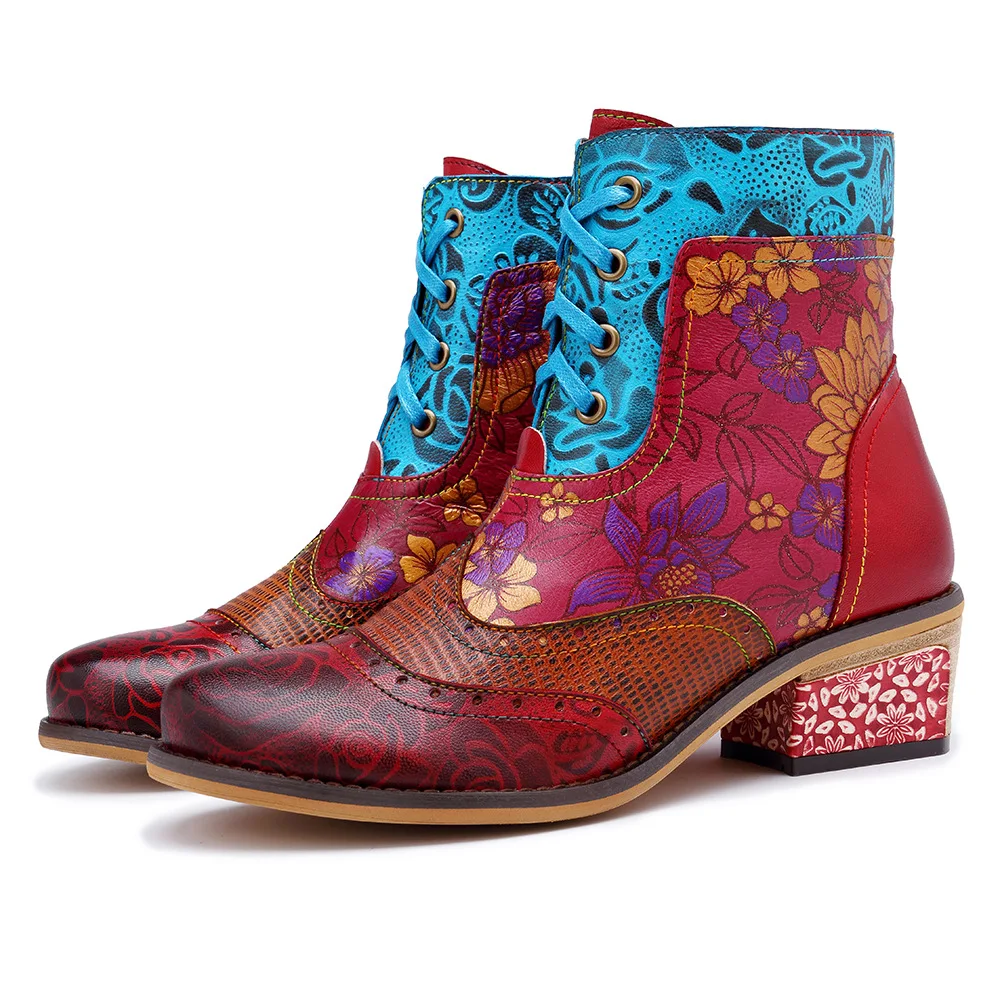 Socofy Raffan Cowboy Boots Cow Genuine Leather Ankle Chunky Heels Autumn Spring Women Retro British Stvle Ethnic ZlP Ankle Boots
Socofy Raffan Cowboy Boots Cow Genuine Leather Ankle Chunky Heels Autumn Spring Women Retro British Stvle Ethnic ZlP Ankle Boots