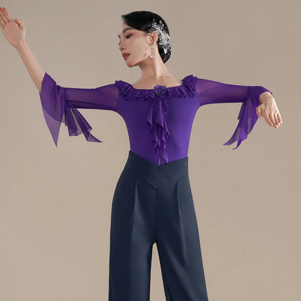 Square Neck Ballroom Dance Competition Top Middle Sleeve Purple Ballroom Dance Practice Waltz New Black Top
Square Neck Ballroom Dance Competition Top Middle Sleeve Purple Ballroom Dance Practice Waltz New Black Top
