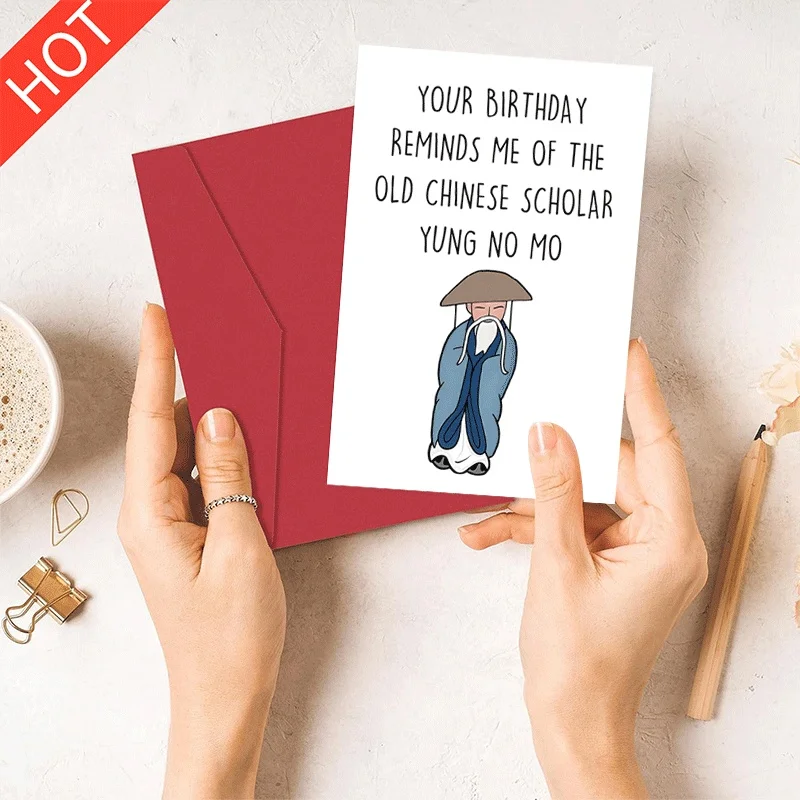 Funny Birthday Card Old Chinese Scholar Yung No Mo Greeting Card for Birthday Celebration
Funny Birthday Card Old Chinese Scholar Yung No Mo Greeting Card for Birthday Celebration