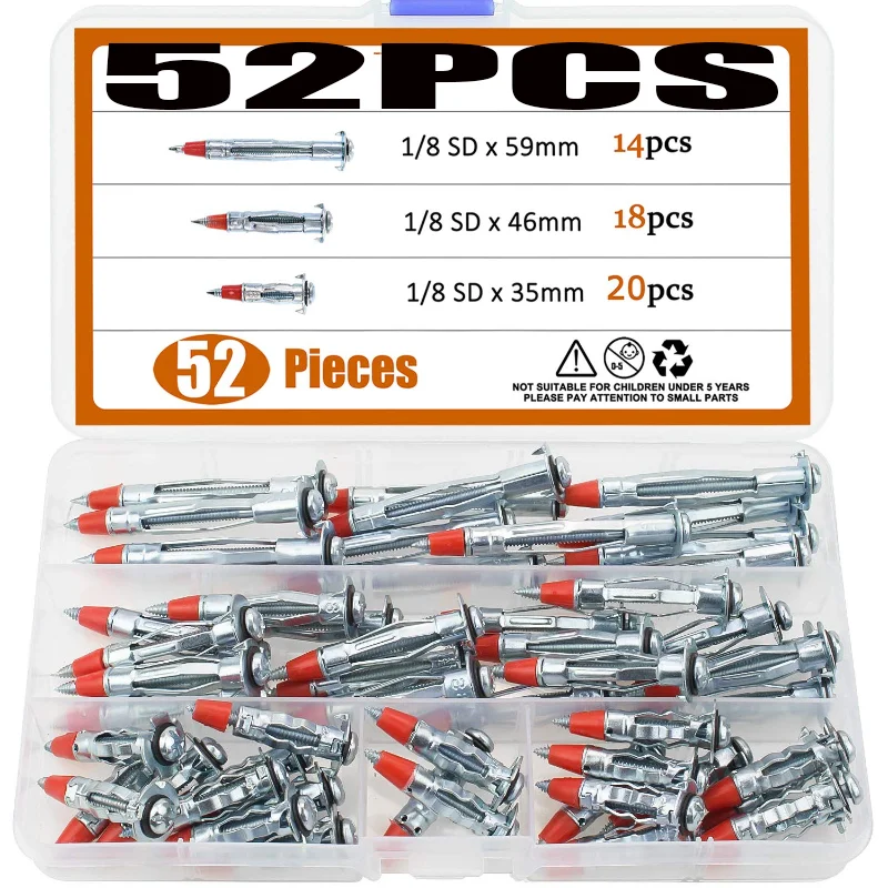 52pcs Heavy Zinc Plated Steel Molly Bolt Drive Fasteners Hollow Wall Drive Anchor Screws Assortment Kit for Drywalls Hanging
52pcs Heavy Zinc Plated Steel Molly Bolt Drive Fasteners Hollow Wall Drive Anchor Screws Assortment Kit for Drywalls Hanging